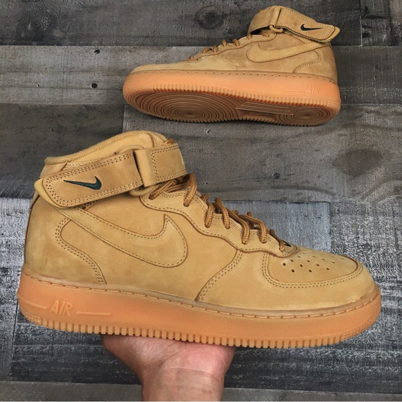 Nike Air Force 1 Mid Flax Sneakers 07 PRM QS One Nikes Shoes 8 Mens 715889-200 - Picture 2 of 16